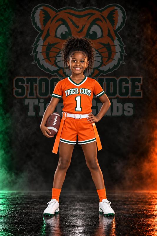 Young Tiger Cubs girls flag football athlete